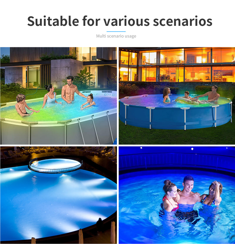 LED Pool Lights,Submersible LED Pool Lights for Inground Pools Waterproof IP68,Pool Lights with APP Control 10W RGB Color Changing Pool Light Music Sync