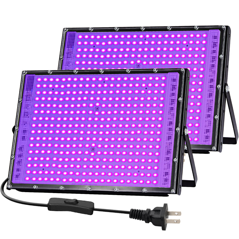 300W Black Lights for Glow Party - Indoor Large High Power Black Light Flood Light 395nm UV Blacklight Floodlight Purple Black Light Spotlight Fluorescent UV Light for Halloween (2 Pack)