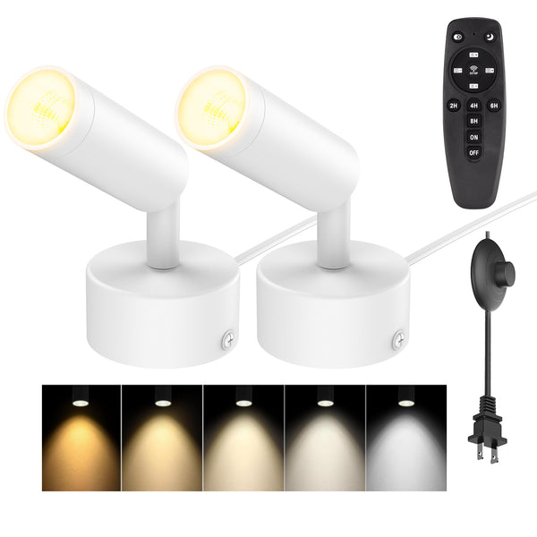 iCreating LED Spotlight Indoor - White Uplighting Indoor 2700K-6500K Stepless Adjustable for Plant 12W Small tree Spot Lights Mini Stage Lights Plug in Floor Light Uplights for Christmas (2Pack White)