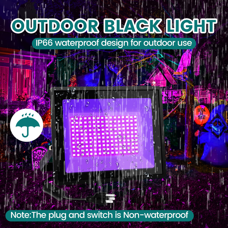 150W LED Black Light Outdoor - Large High Power Black Light Flood Light Waterproof Blacklight Floodlight 395nm Black Light Spotlight UV Black Lights for Glow Party Halloween Yard (2 Pack)