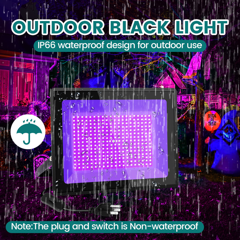 300W LED Black Light Outdoor - Large High Power Black Light Flood Light Waterproof Blacklight Floodlight 395nm Black Light Spotlight UV Black Lights for Glow Party Halloween Yard (2 Pack)