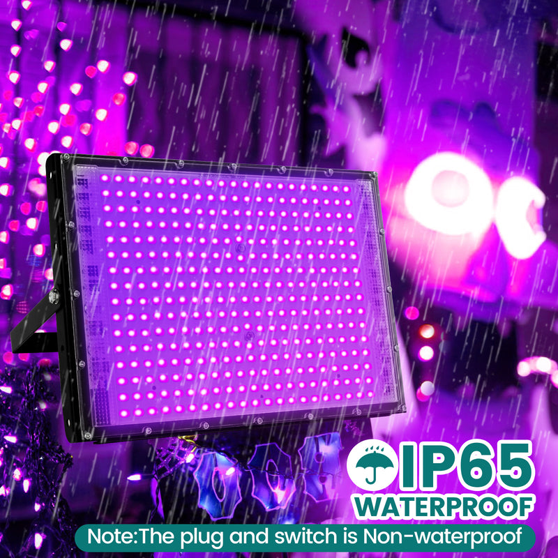 300W Black Lights for Glow Party - Indoor Large High Power Black Light Flood Light 395nm UV Blacklight Floodlight Purple Black Light Spotlight Fluorescent UV Light for Halloween (2 Pack)