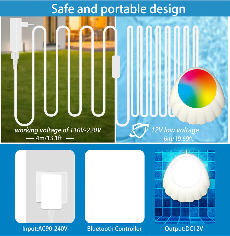 LED Pool Lights,Submersible LED Pool Lights for Inground Pools Waterproof IP68,Pool Lights with APP Control 10W RGB Color Changing Pool Light Music Sync