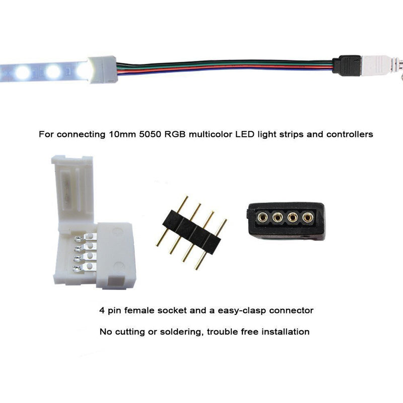 4-pin led light strip connectors rgb 10mm for rgb color change led