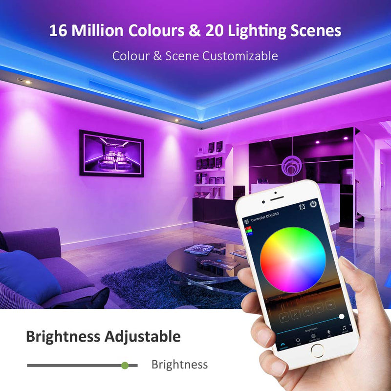 32.8ft Smart WiFi RGB LED Strip Light Kit, Alexa Wireless Flexible Col